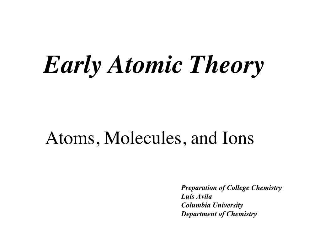 Early Atomic Theory