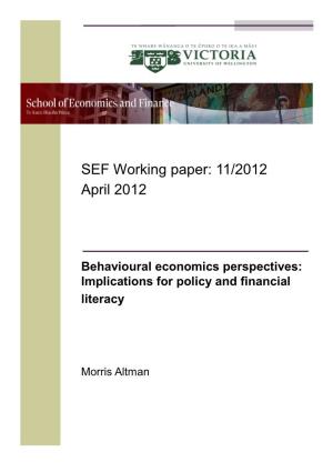 SEF Working Paper: 11/2012 April 2012