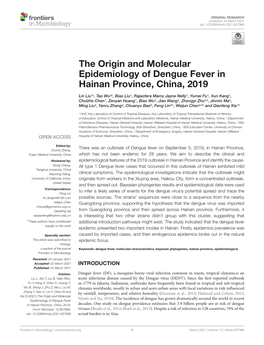 The Origin and Molecular Epidemiology of Dengue Fever in Hainan Province, China, 2019
