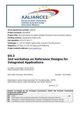 2Nd Workshop on Reference Designs for Integrated Applications