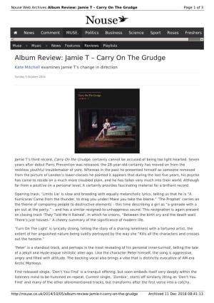 Album Review: Jamie T – Carry on the Grudge | Nouse