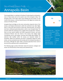 Annapolis Basin Bay of Fundy Estuary Profile Annapolis Basin