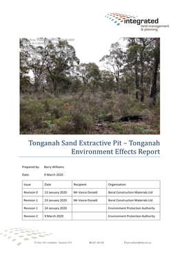 Tonganah Sand Extractive Pit – Tonganah Environment Effects Report
