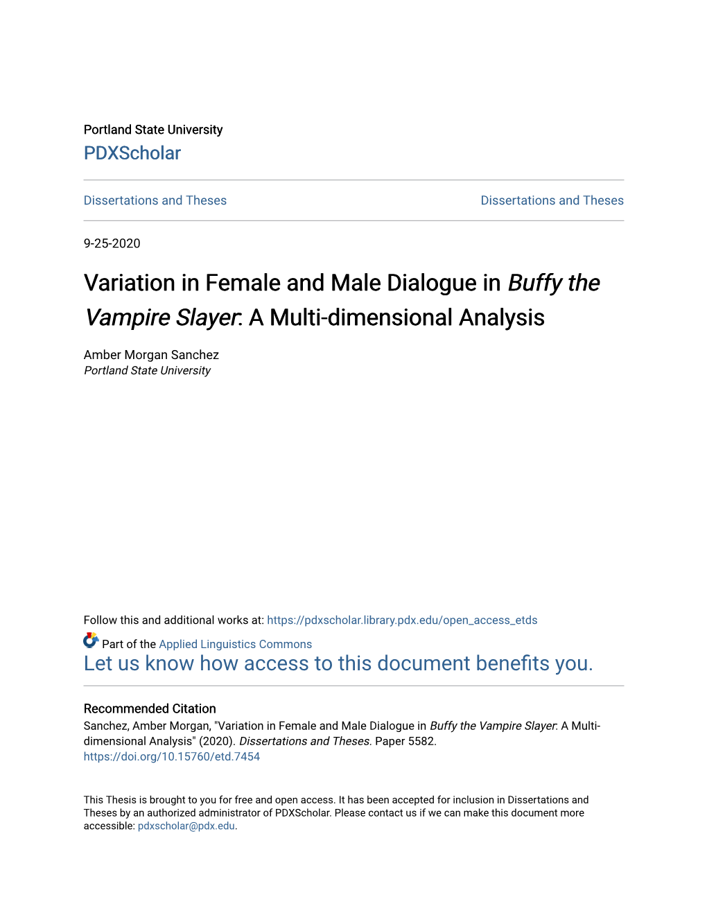 Variation in Female and Male Dialogue in Buffy the Vampire Slayer: a Multi-Dimensional Analysis