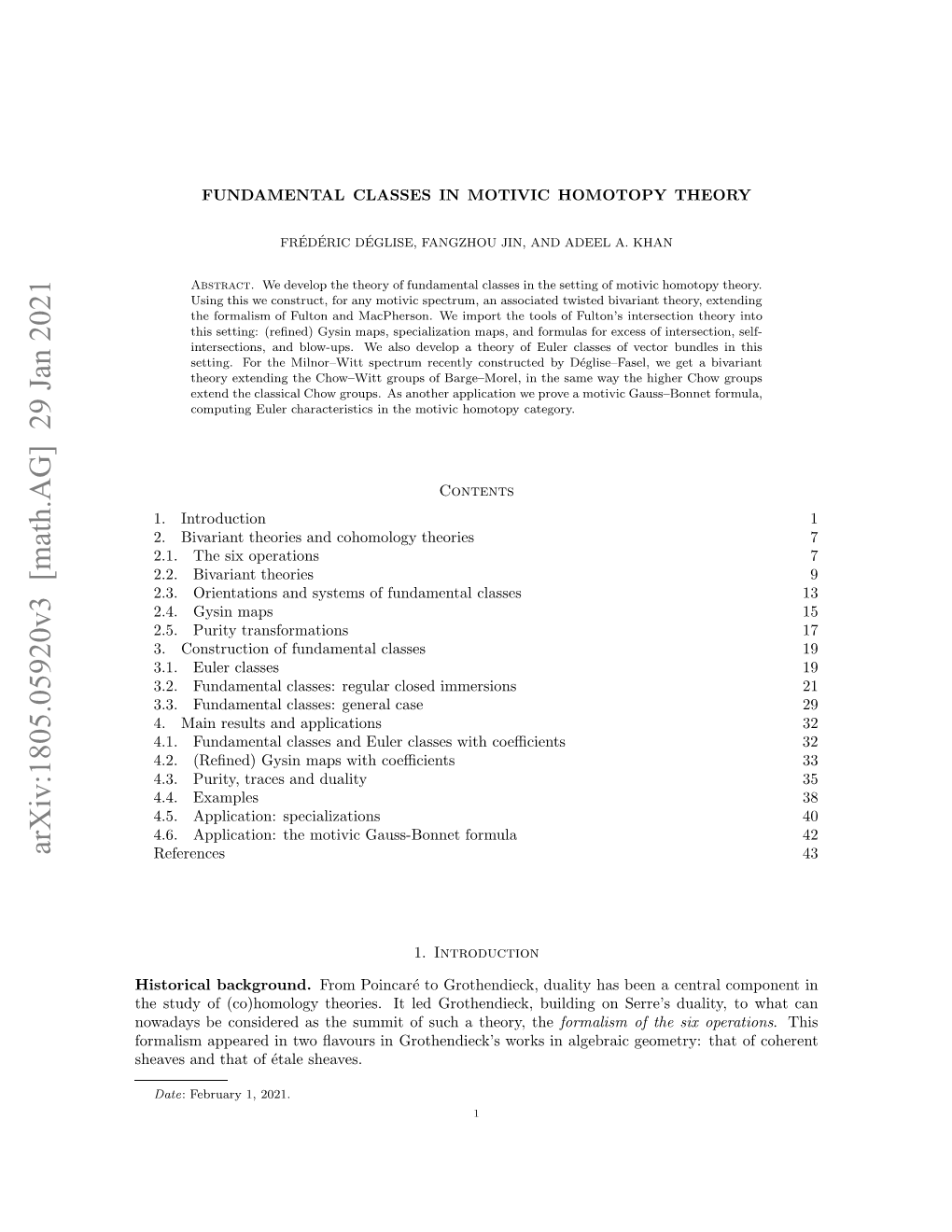 Arxiv:1805.05920V3 [Math.AG] 29 Jan 2021 Omls Perdi W Aor Ngohnic’ Ok Nalgebra in the ´Etale Works Theory, Sheaves