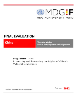 FINAL EVALUATION China Thematic Window Youth, Employment and Migration