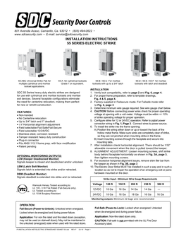Installation Instructions 55 Series Electric Strike