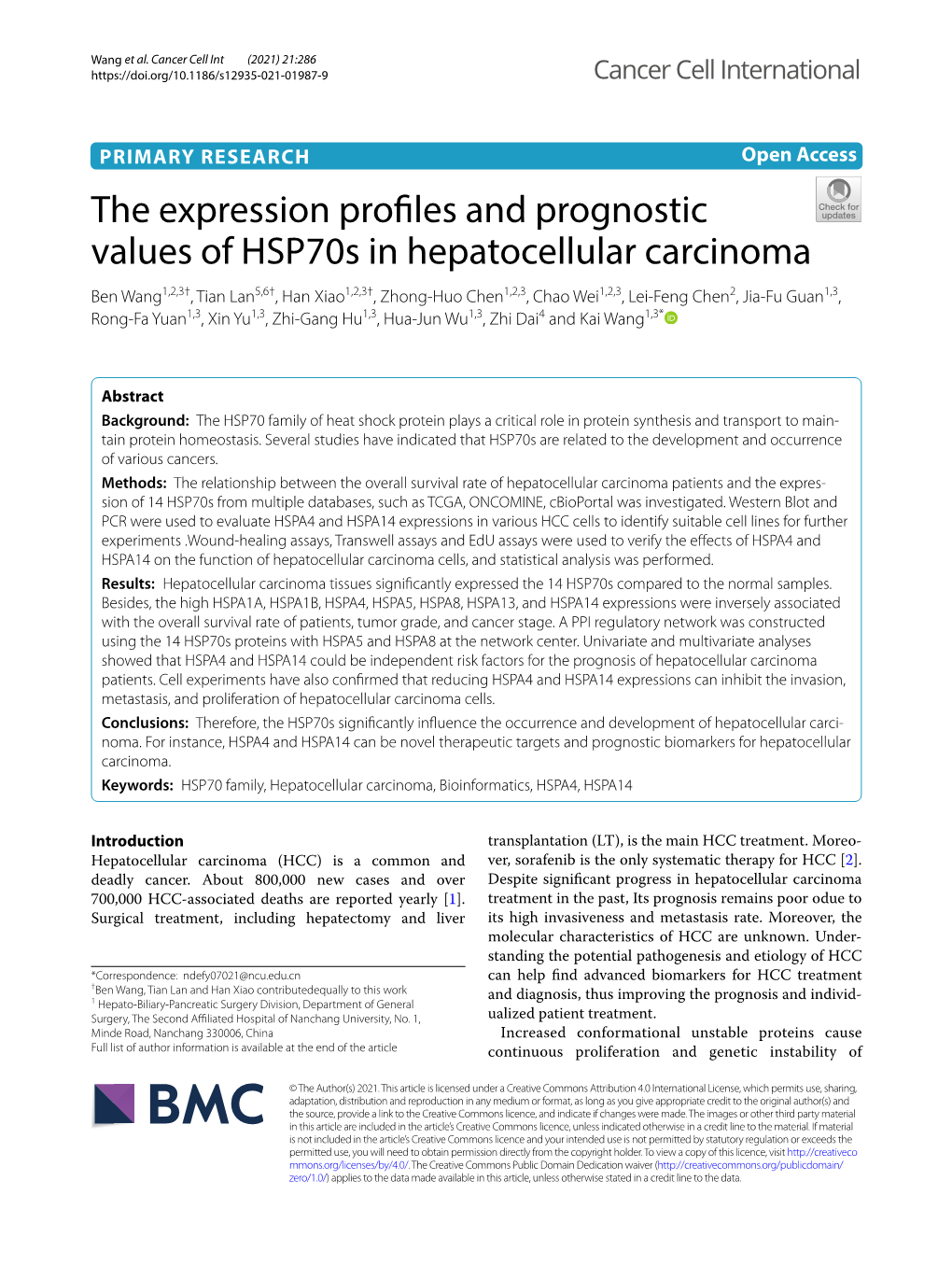 The Expression Profiles and Prognostic Values of Hsp70s In