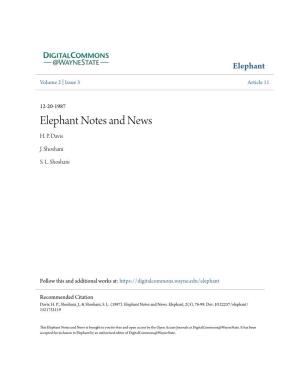 Elephant Notes and News H