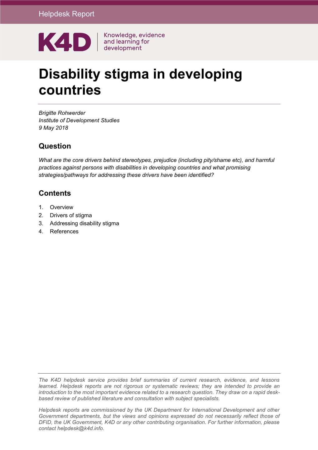 Disability Stigma in Developing Countries