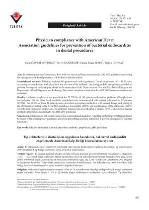 Physician Compliance with American Heart Association Guidelines for Prevention of Bacterial Endocarditis in Dental Procedures