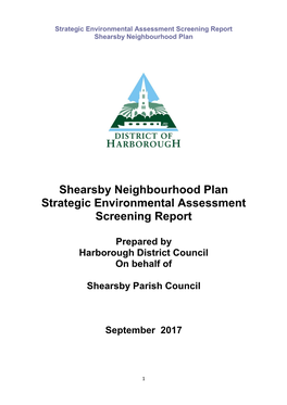 Shearsby Neighbourhood Plan Strategic Environmental Assessment Screening Report