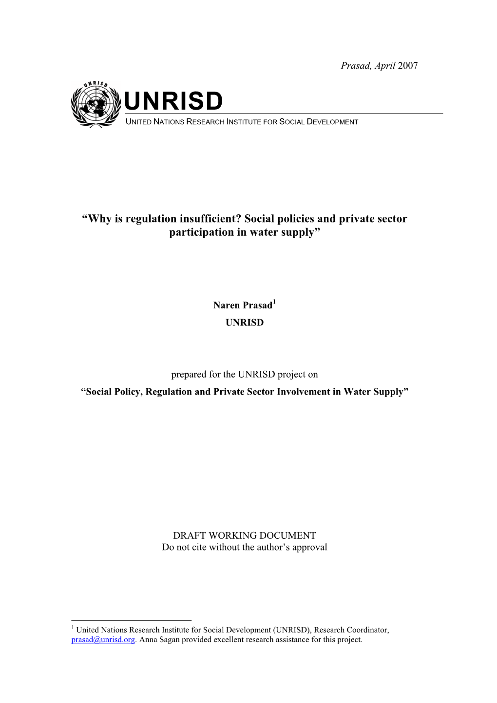 Social Policies and Private Sector Participation in Water Supply”