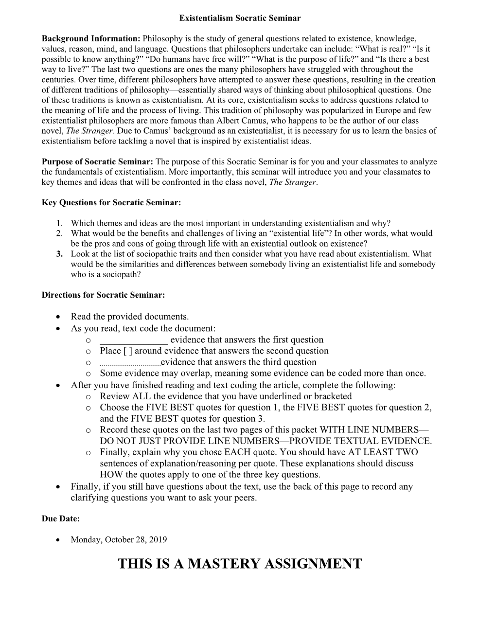 Lesson 1 Existentialism Socratic Seminar.Pdf