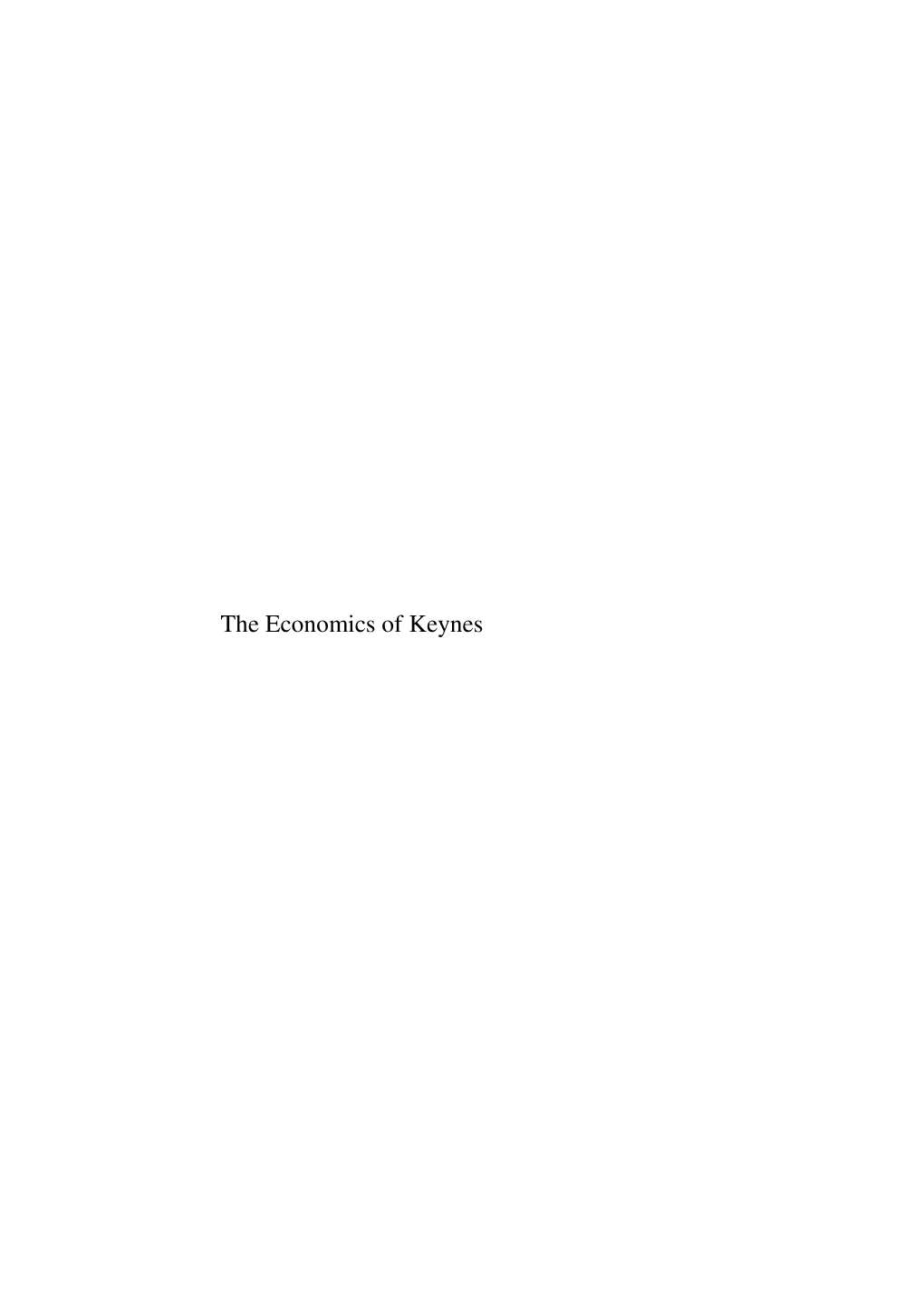 The Economics of Keynes