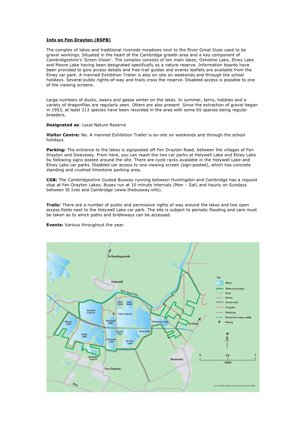 Info on Fen Drayton (RSPB)