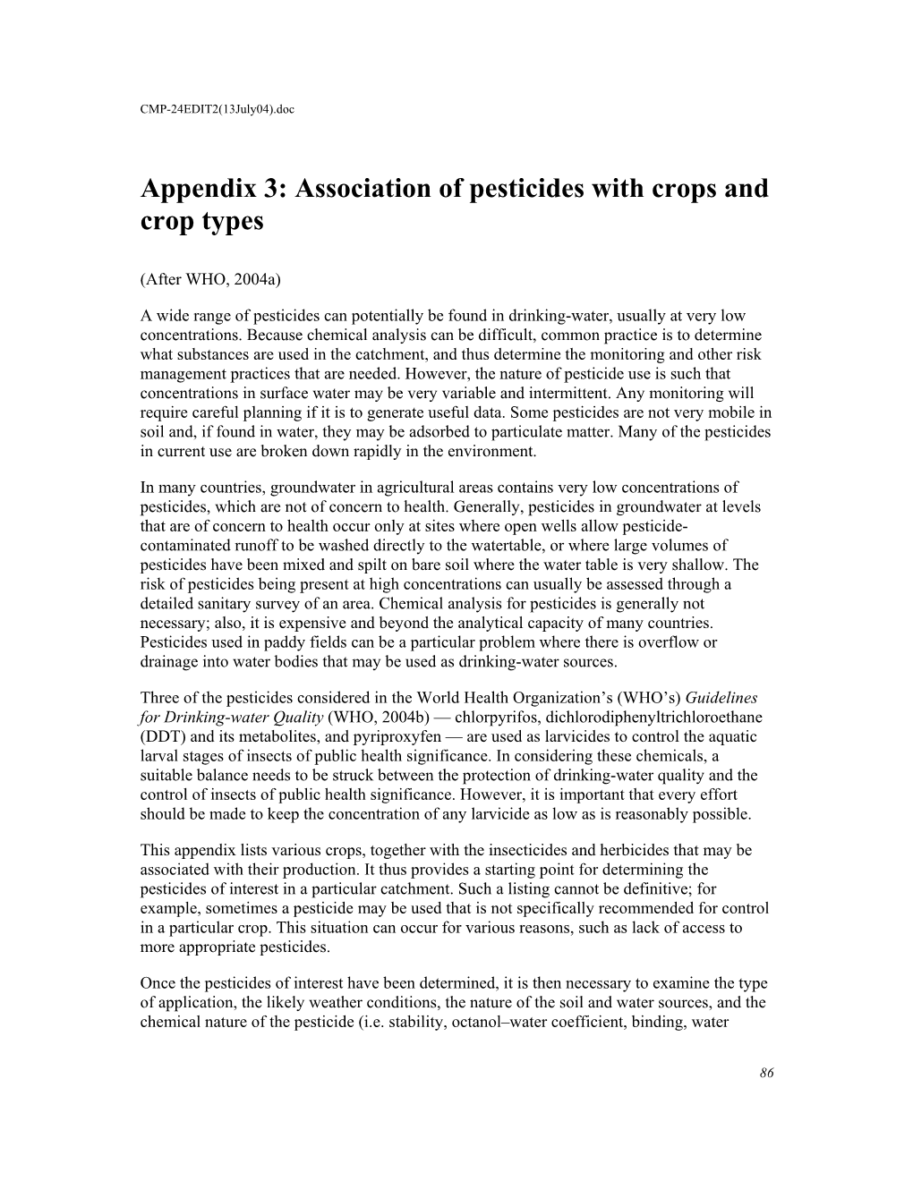 Association of Pesticides with Crops and Crop Types