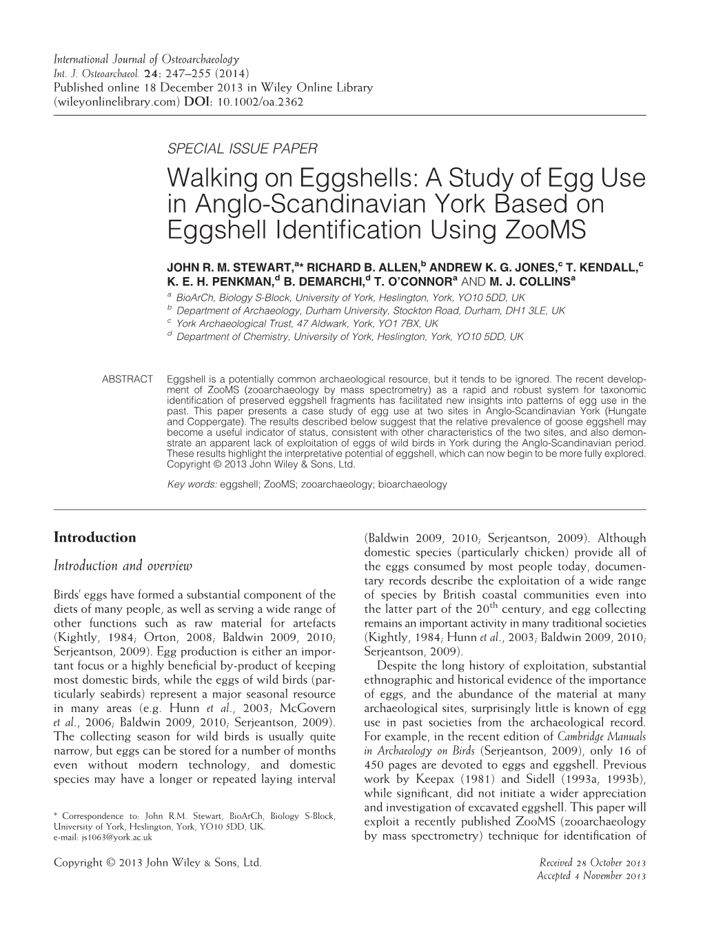 Walking on Eggshells: a Study of Egg Use in Angloscandinavian York