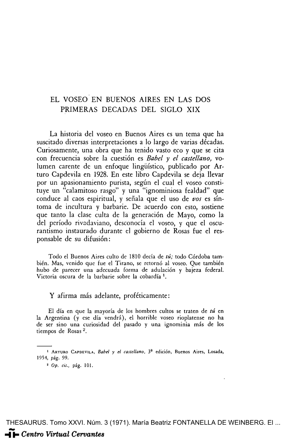 El Voseo En Buenos Aires En Las Dos Primeras Décadas Del Siglo