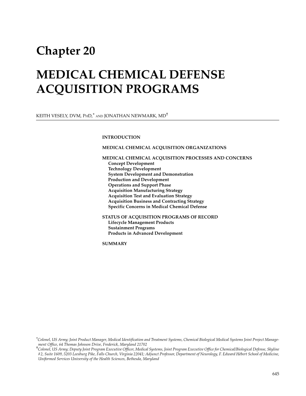 Medical Aspects of Chemical Warfare