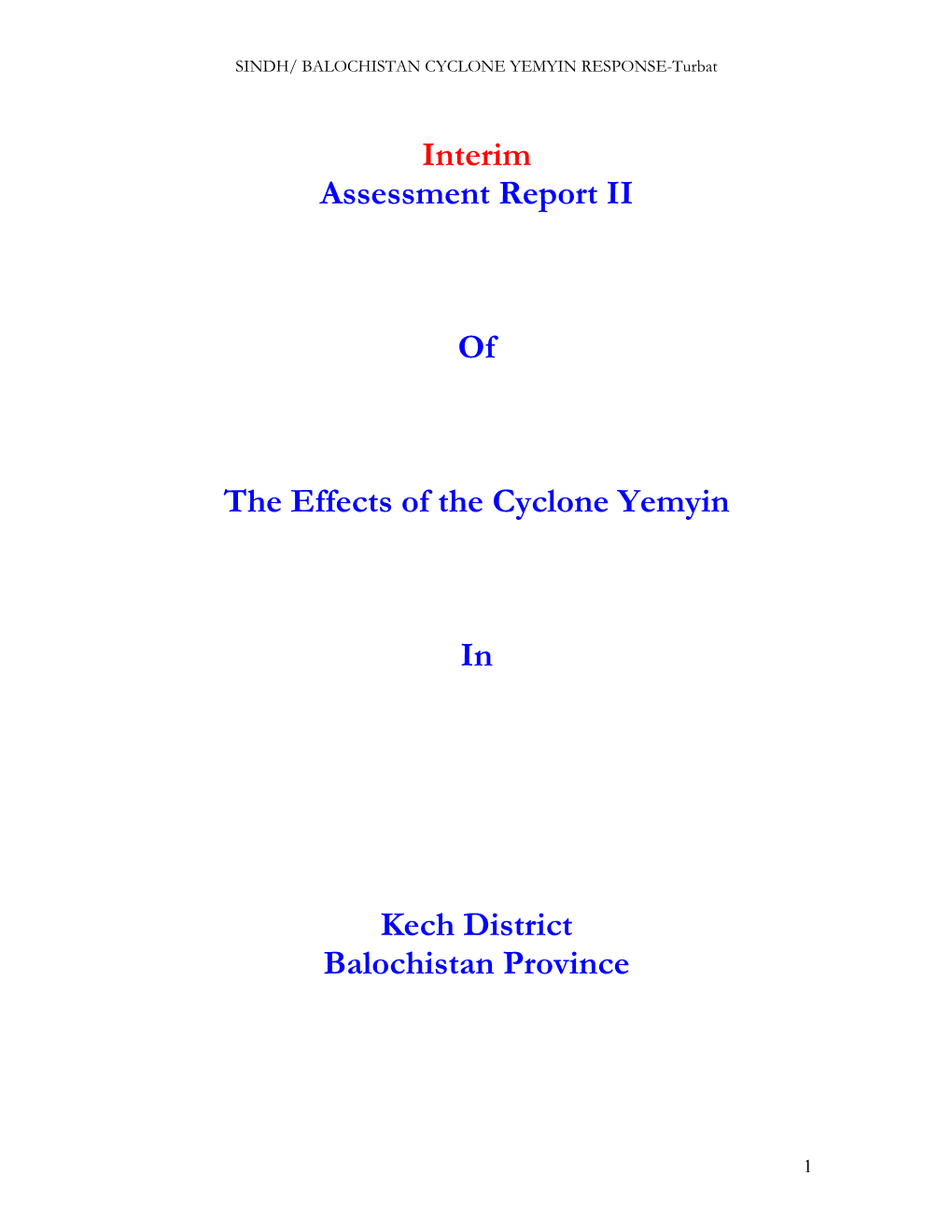 Assessment Report II