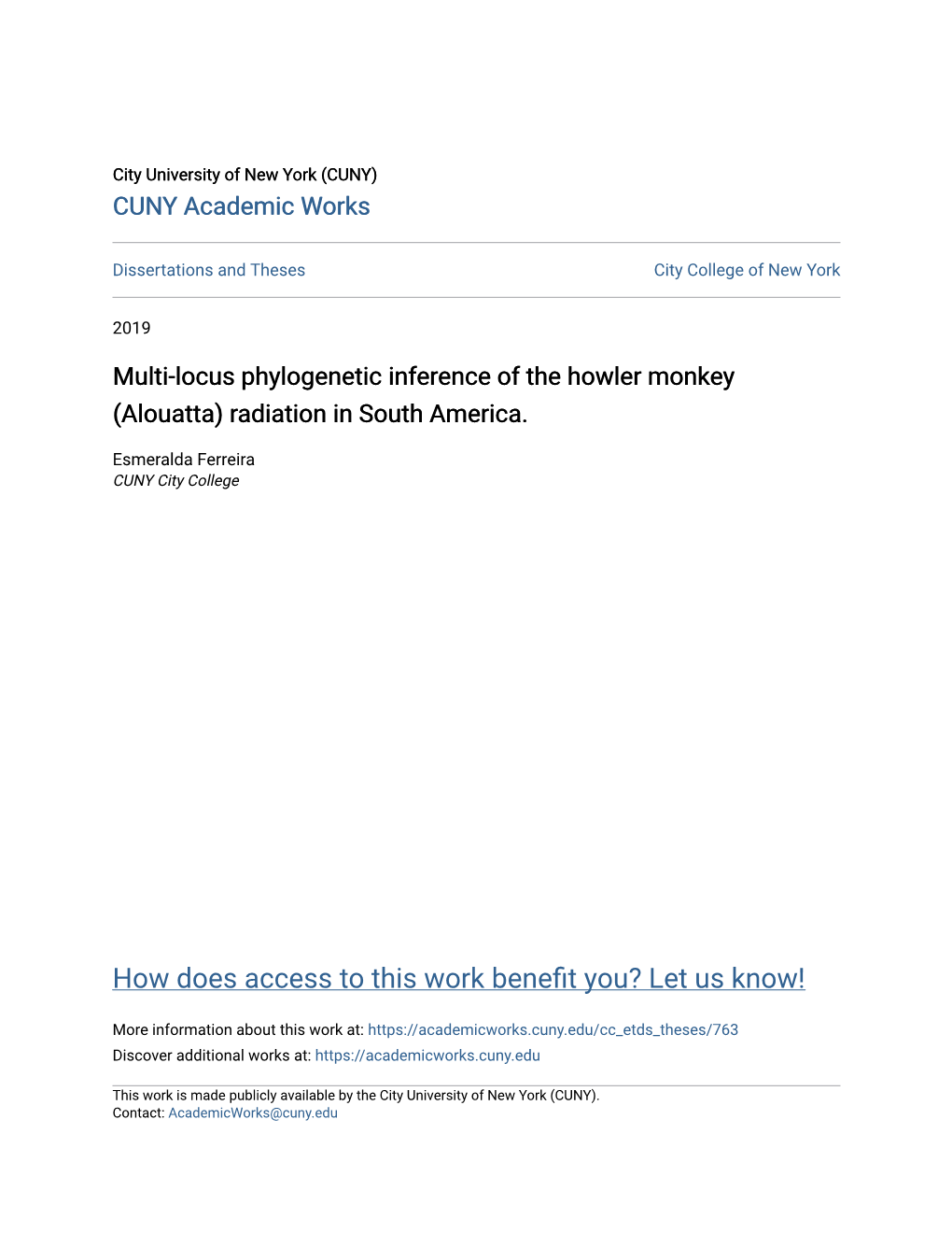 Multi-Locus Phylogenetic Inference of the Howler Monkey (Alouatta) Radiation in South America