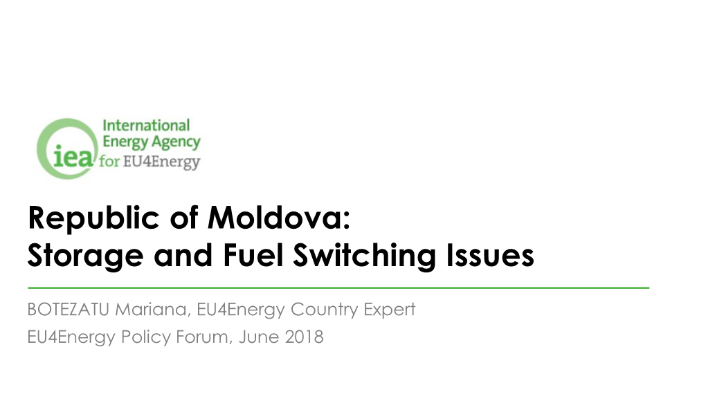 Republic of Moldova: Storage and Fuel Switching Issues