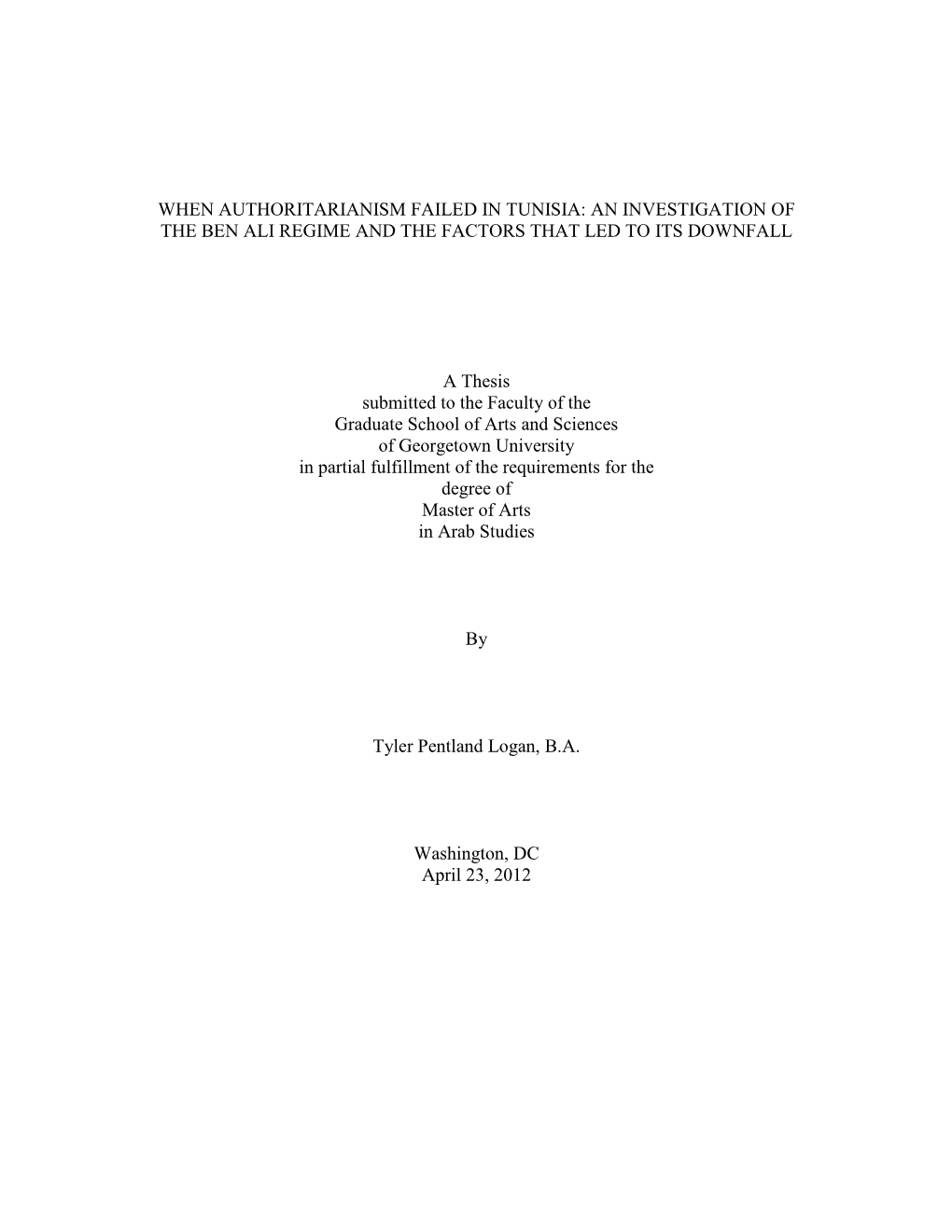 When Authoritarianism Failed in Tunisia: an Investigation of the Ben Ali Regime and the Factors That Led to Its Downfall