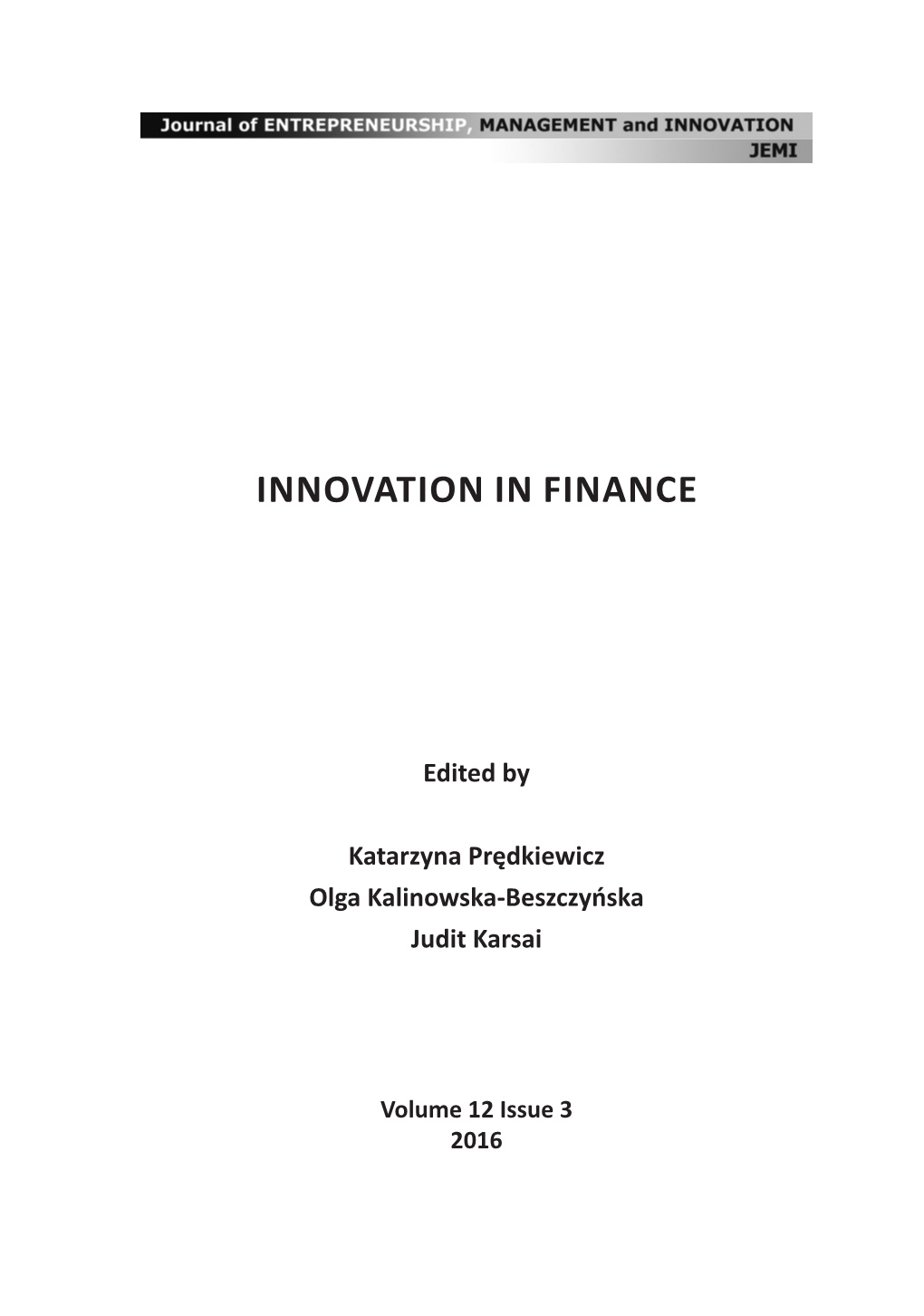 Innovation in Finance