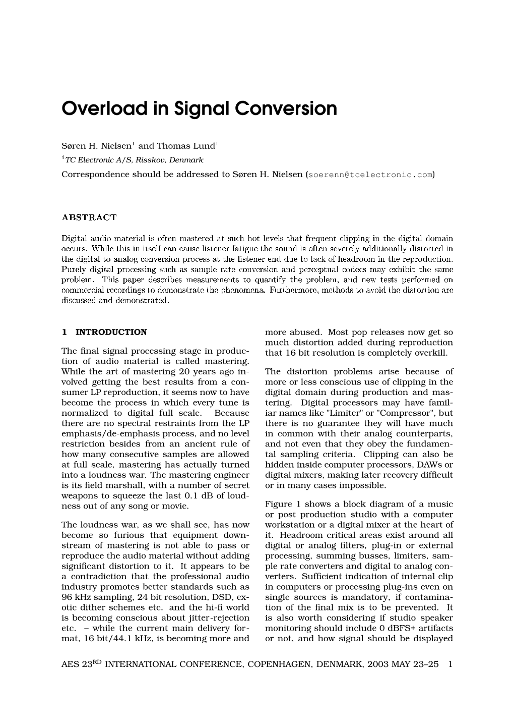 Overload in Signal Conversion