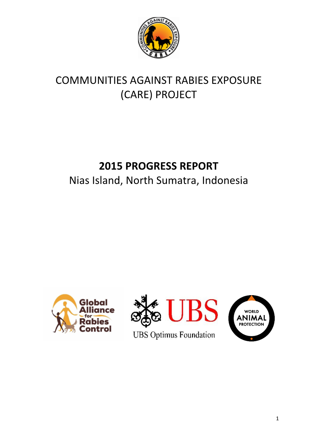 (CARE) PROJECT 2015 PROGRESS REPORT Nias Island, North