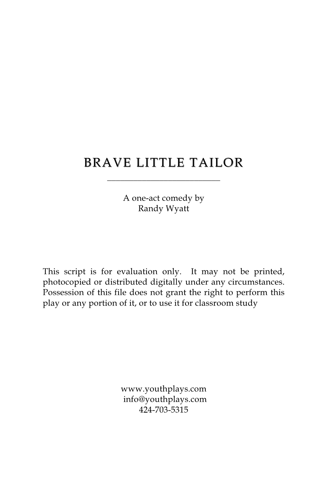 Brave Little Tailor Brave Little Tailor