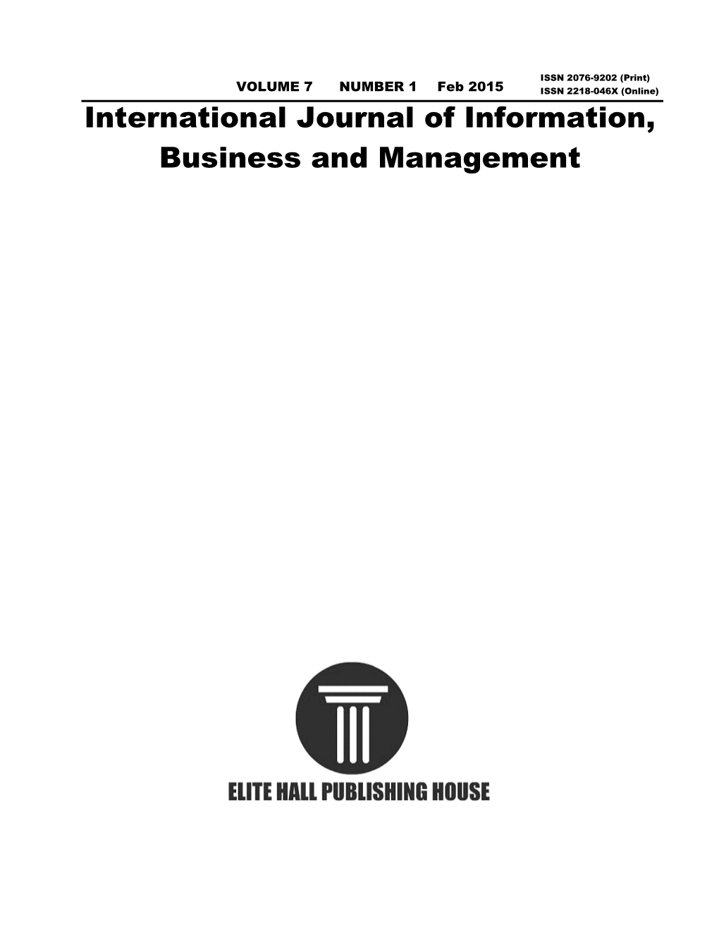 ISSN 2076-9202 (Print) VOLUME 7 NUMBER 1 Feb 2015 ISSN 2218-046X (Online)