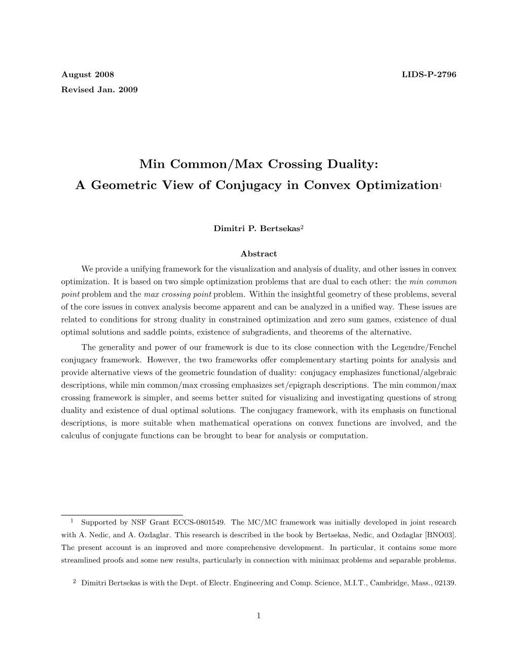 Min Common/Max Crossing Duality: a Geometric View of Conjugacy