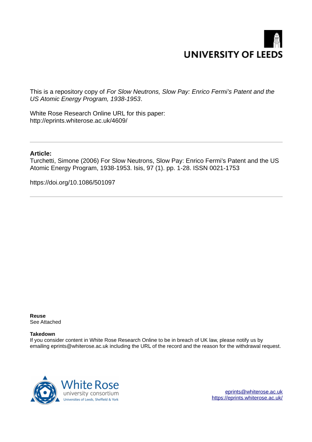 For Slow Neutrons, Slow Pay: Enrico Fermi's Patent and the US Atomic