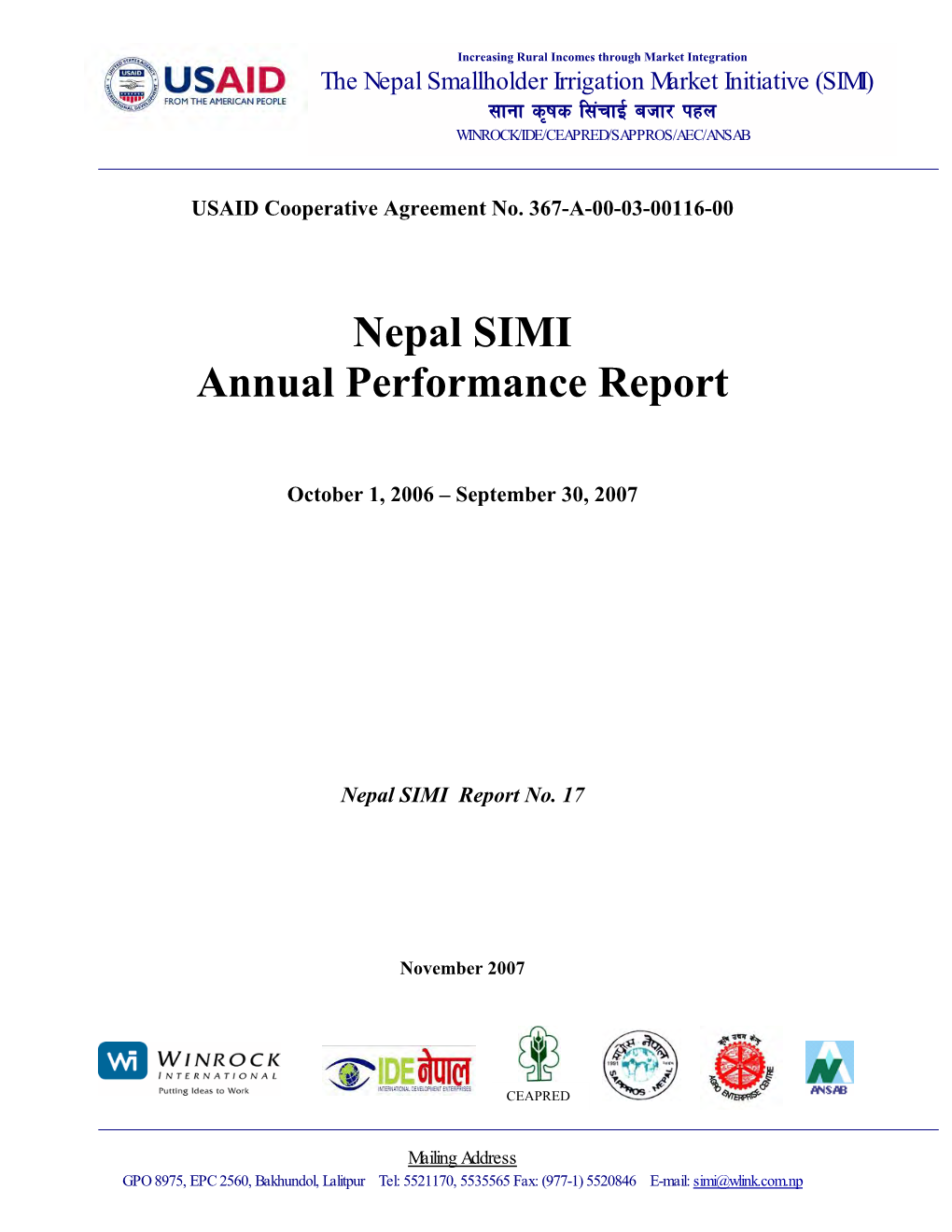 Nepal SIMI Annual Performance Report