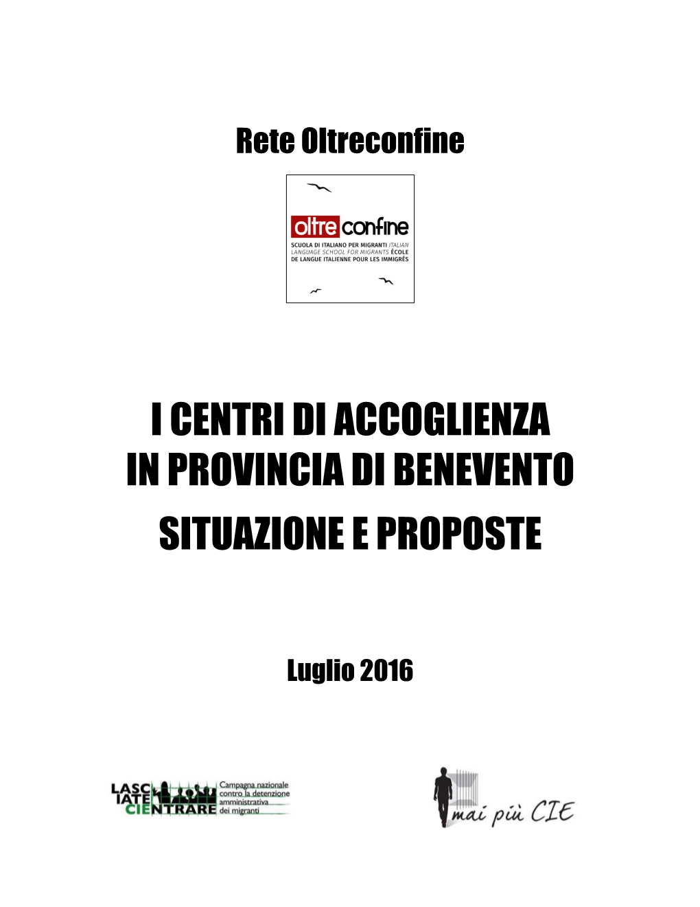 I Centri Di Accoglienza in Provincia Di Benevento Situazione E Proposte