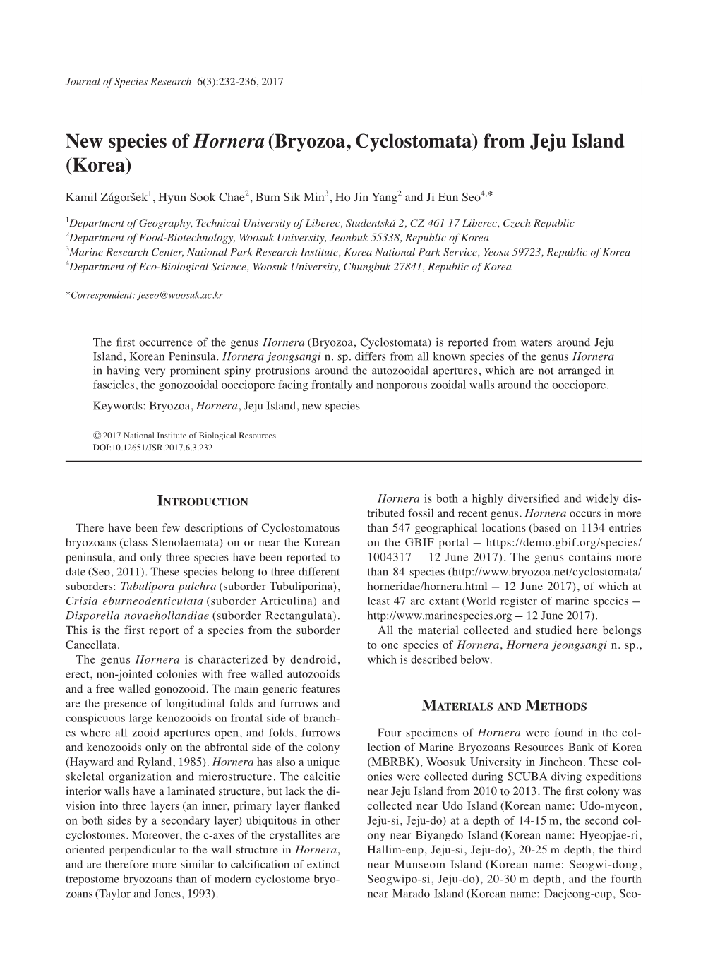 New Species of Hornera(Bryozoa, Cyclostomata) From