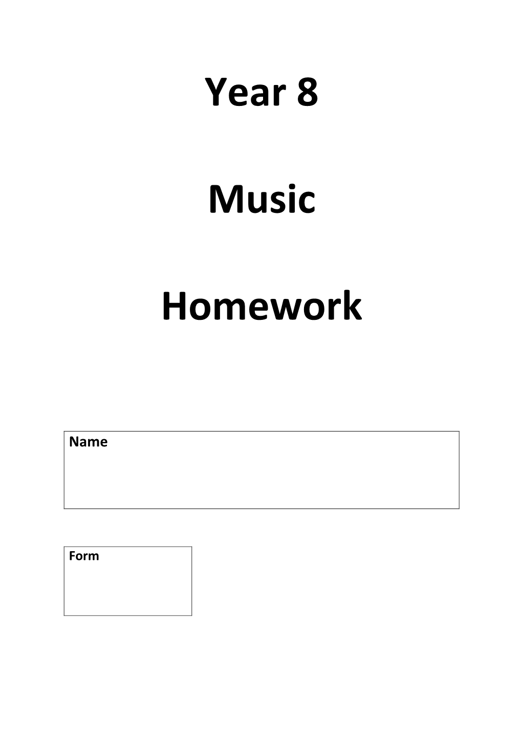 Year 8 Music Homework