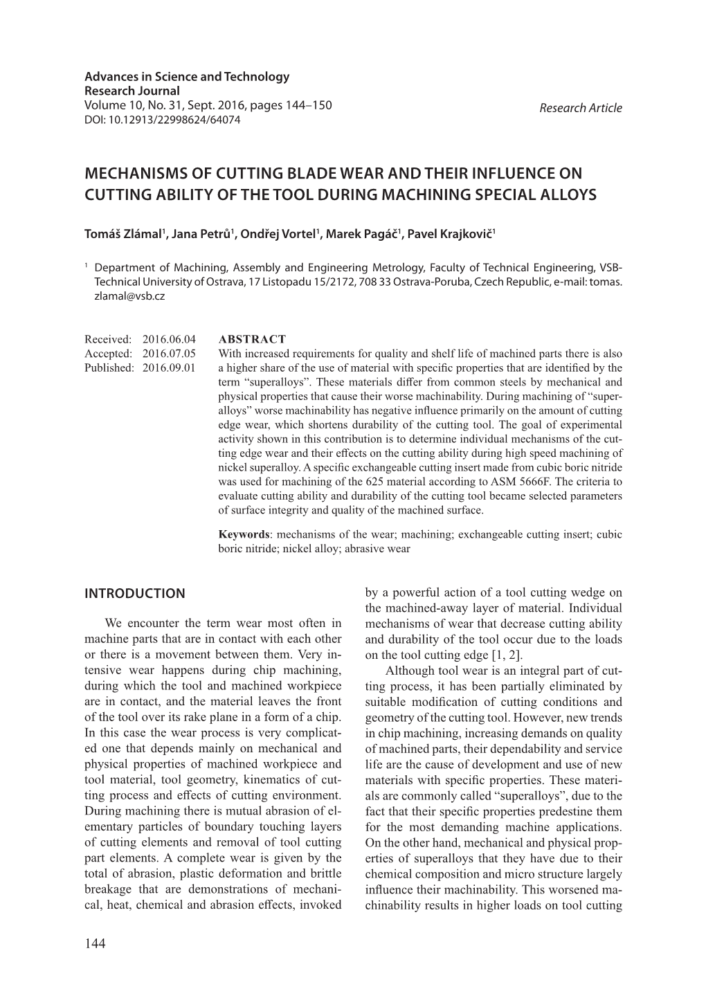 Mechanisms of Cutting Blade Wear and Their Influence on Cutting Ability of the Tool During Machining Special Alloys