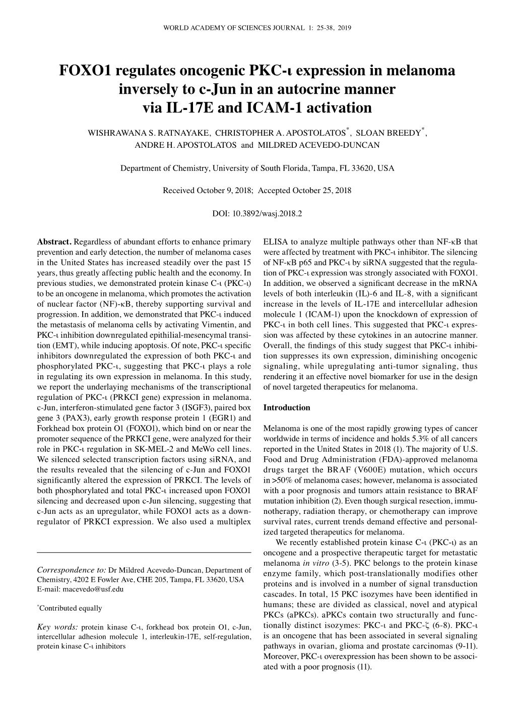 FOXO1 Regulates Oncogenic PKC-Ι Expression in Melanoma Inversely to C-Jun in an Autocrine Manner Via IL-17E and ICAM-1 Activation