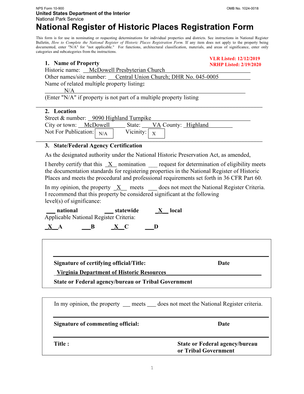 National Register of Historic Places Registration Form