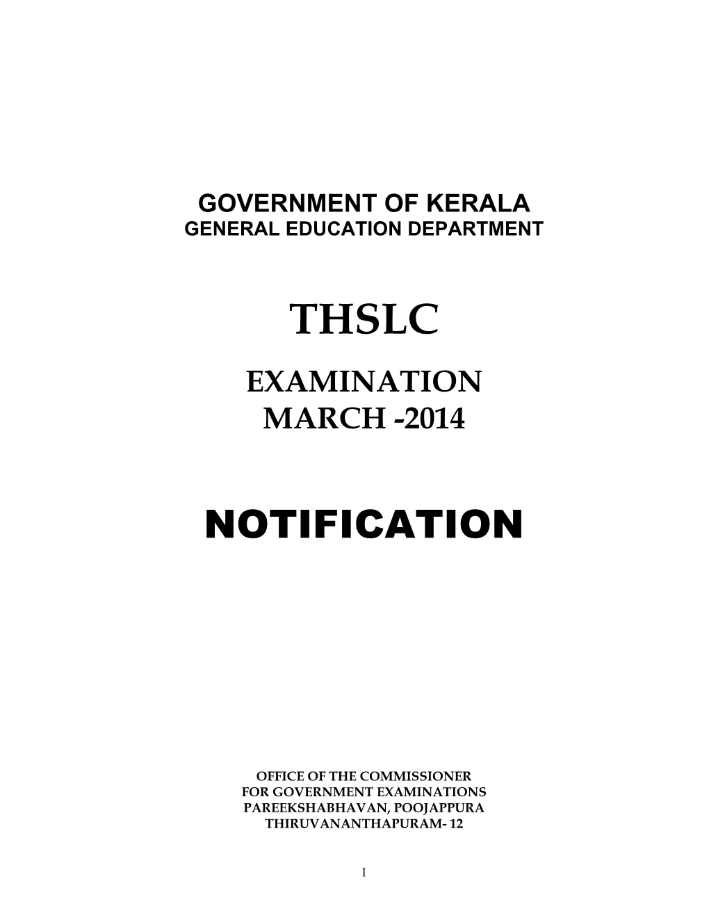 Thslc Examination March 2014 - Question Paper Statement