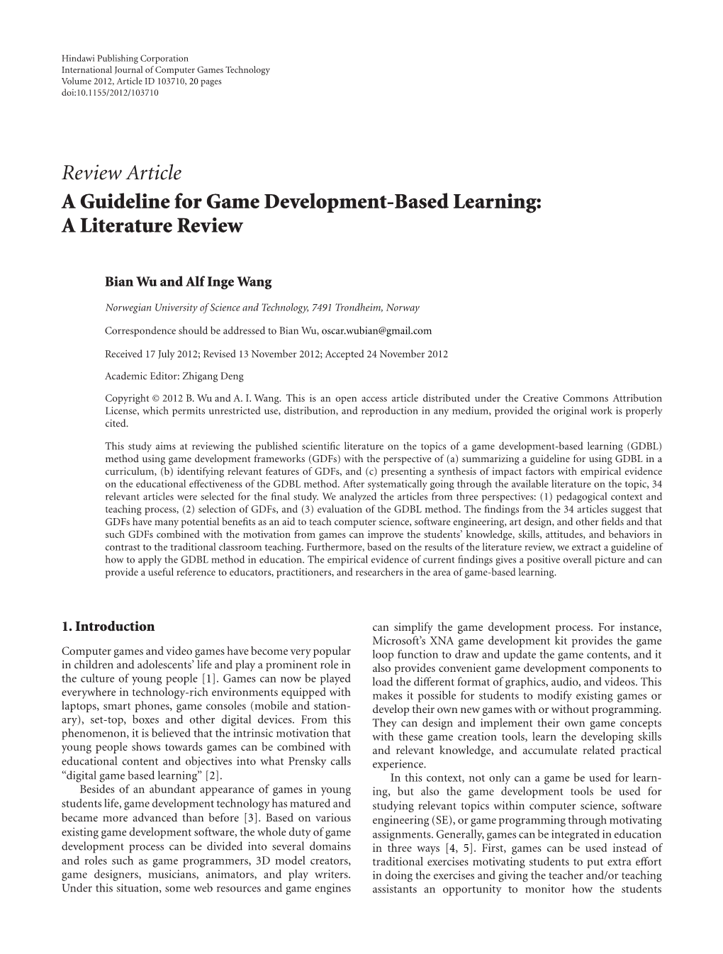 A Guideline for Game Development-Based Learning: a Literature Review