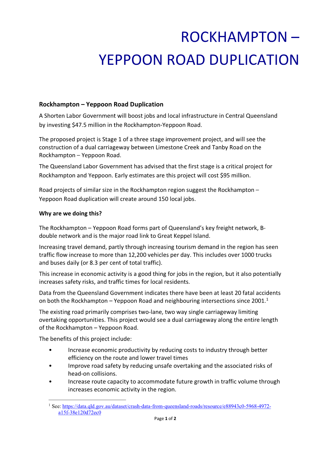 Rockhampton – Yeppoon Road Duplication