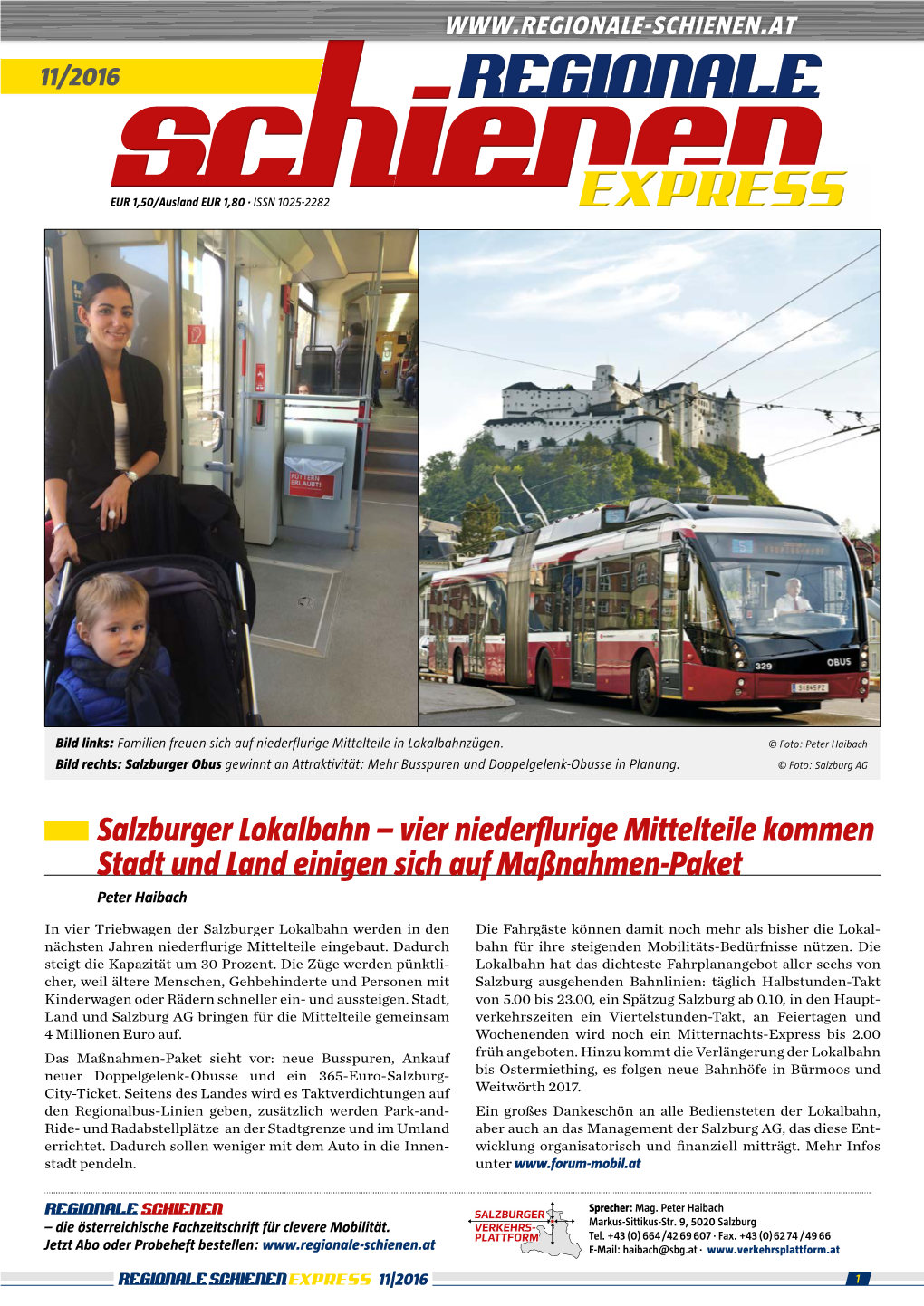 Salzburger Lokalbahn – Vier Niederflurige Mittelteile Kommen Stadt Und Land Einigen Sich Auf Maßnahmen-Paket Peter Haibach