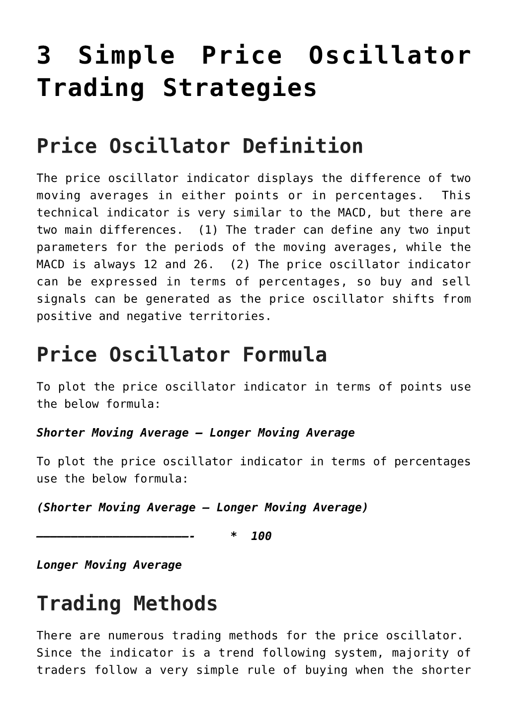 3 Simple Price Oscillator Trading Strategies