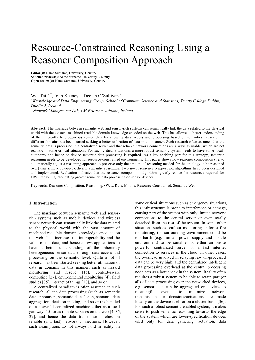 Resource-Constrained Reasoning Using a Reasoner Composition Approach