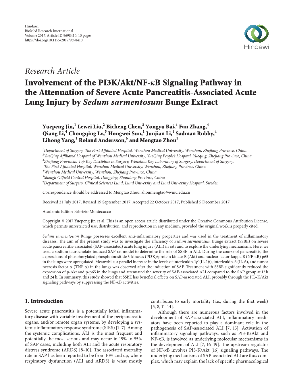 Research Article Involvement of the PI3K/Akt/NF- B