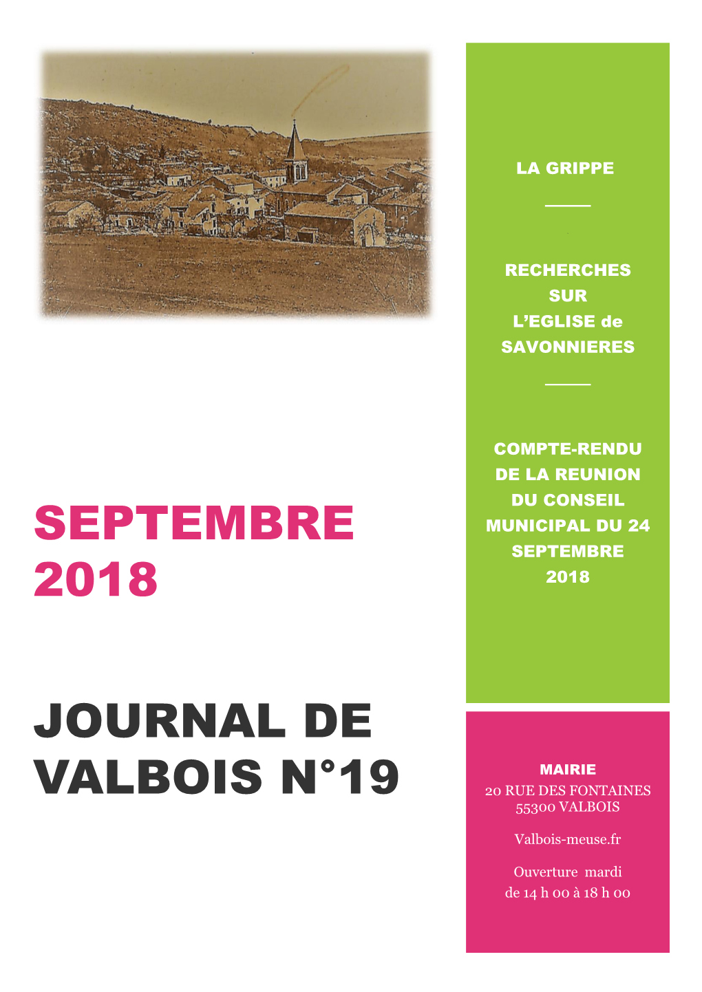 Septembre 2018 Journal De Valbois N°19